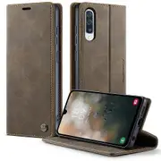 For Samsung Galaxy A50s Galaxy A30s Galaxy A50 Case CASEME 033 Series RFID Blocking Wallet Stand Calf Texture Leather Phone Cover Coffee