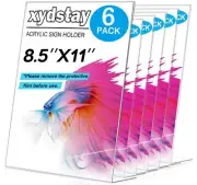 xydstay 6pack 8.5x11 Acrylic L Shape Clear Plastic Menu Holder Unbreakable Ta...