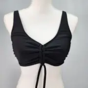 NWT No Boundaries Juniors MED 7-9 Pull String V-neck Swim Top ONLY Black Padded