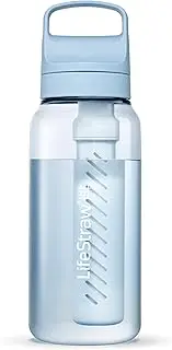 LifeStraw Go Series — BPA-Free Water Filter Bottle for Travel and Everyday Use Removes Bacteria, Parasites and Microplastics, Improves Taste, 22oz