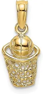 [JewelryWeb] 6.9mm Gold Basketball With Net Charm