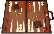 Deluxe Backgammon Set - (18" Medium Case) - Brown