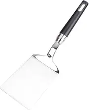 304 Stainless Steel Metal Griddle Spatula - Pancake Flipper - Great for BBQ Grill and Flat Top Griddle - Commercial Grade. (Black Handle)