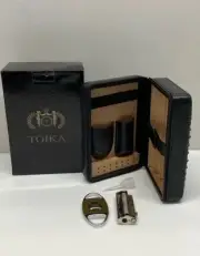 Black Cedar Wood Leather Cigar Humidor Case Cutter 1 Jet Torch Lighter Travel
