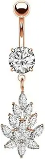 [generic] New Belly Button Rings Surgical Steel Dangle Nave Bar for Women Body Piercing Jewelry