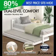 ALFORDSON Bed Frame 2x Single Size Trundle Wooden Mattress Base Timber White
