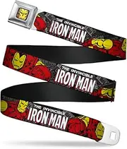 [Buckle-Down] Seatbelt Belt - THE INVINCIBLE IRON MAN Stacked Comic Books/Action Poses - 1.5" Wide