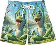 [RPLIFE] Kids Swim Trunks for Boys, Anti-Chafe Swim Trunks Boys 2 T, Funny Frogs Green