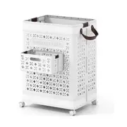 Giantex 75 L Plastic Storage Bin Collapsible Laundry Basket w/Underwear Basket & Handles Laundry Hamper White