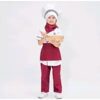 在飛比找蝦皮購物優惠-Baju Chef Budak 兒童廚師服裝兒童麵包店服裝 