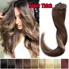 CLIP IN 100% REMY HUMAN HAIR EXTENSIONS DOUBLE WEFT Real Thick Ombre Add Volume