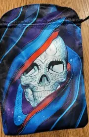 NEW! SATIN SANTA MUERTE SKULL TAROT CARD ORACLE & RUNES KEEPSAKES BAG 6" X 9"