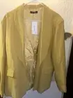 Beninos Blazer Jacket Women's XL Yellow Lined Classic Shawl Collar Open Front
