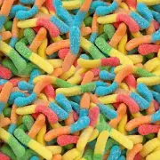 Sour Neon Gummy Worms Candy, Assorted Fruit Flavors, 2-Pound Pack