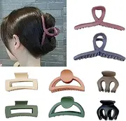 8 Pcs colorful hair claw clips, anti-skid, matt, acrylic plastic hair clip, used for hair modeling and firm fixation, suitable for women and girls with thick and thin hair (Colorful)