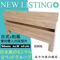 在飛比找momo購物網優惠-【HOME MALL】日式美學崁燈雙人床頭片(梧桐色)