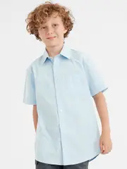 Boys Short Sleeve School Shirt - Light Blue