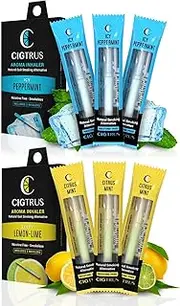Smokeless Air Inhaler - Smoking Alternative | Tobacco-Free, Nicotine-Free, & Non-Electric | Oral Fixation Relief - Quit Smoking Aid & Stop Vaping Aid | ICY Peppermint & Lemon Lime- 3 Pack Each