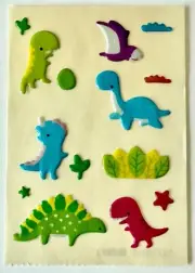 Vintage Russ PUFFY scratch and Sniff Kids Dinosaur Nursery Stickers Scrapbook