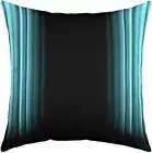 Set of 2 Geometric Abstract Ombre Throw Pillow Covers, Teal Blue Black Striped
