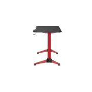 Pemberly Row Computer Gaming Desk Red Metal Legs with LED Under Desk Lighting
