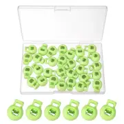 30 Pcs Round Cord Lock Spring Loaded Toggle Stoppers with Box Fluorescent Green