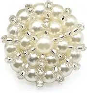 4 Pcs Faux Pearl Beads Flower Buttons for Sewing Clothes Windbreaker Sweater Coat Bag DIY Craft Projects Jewelry Making