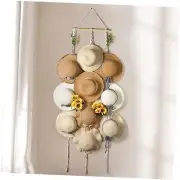 Hat Rack Organizer for Wall 10 Clips Macrame Display Hat Hangers for Wide