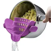 Catzon Clip On Silicone Strainer for All Pots & Pans Hands-Free Colander-Purple