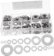 Alipis 360pcs Metal Gaskets Bolt Washer Lock Washer Kits Silver Stainless Steel