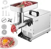 VEVOR Meat Grinder, 5 Lbs/Min Capacity Electric Meat Grinders with Blade, Grinding Plate, Sausage Maker, Stainless Steel Commercial Meat Mincer for Kitchen Restaurant Butcher Store
