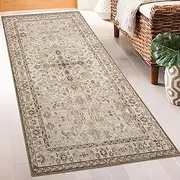 Taleta DAHLIA Washable Runner Rugs, Non-Slip Soft Short Pile Vintage Area Carpet for Hallway, Kitchen, Bedside, Entrance Living Room and Bedroom, Brown, 80 x 150 cm
