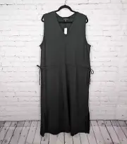 Banana Republic Maxi Dress Womens XL Black Rayon Drawstring Waist Sleeveless