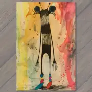 FLATCARD Monster Fun Watercolor Art Weird Hands Feet Unusual Whimsical Cute