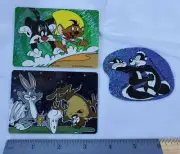 Lot Of 3 Sparkly Vending Machine Stickers Bugs Bunny Taz Warner Bros 1997