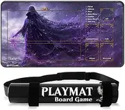 Cleaneat MTG Playmat with Portable Playmat Tube, TCG Playmat 24""x14"" with Battle Zone, Magic Playmat Commander Deck Gaming Mat for Beginner (Necromancer)