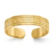 14k 14kt Yellow Gold Greek Key Toe Ring X 4 mm