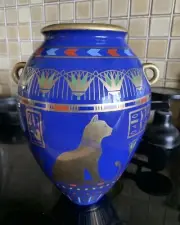 VTG Franklin Mint Golden Vase Of Bast Egyptian Goddess Of Protection 1987 MINT!