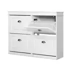 Shoe Cabinet Shoes Storage Rack Organiser White Shelf Drawer Cupboard 24 Pairs A