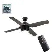 HDC Dinton 52 in. Matte Black Outdoor Ceiling Fan w/ LED Light and Remote