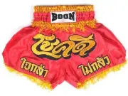 Boon Sport "CHOK DEE RED" Muay Thai Shorts - Red/Yellow