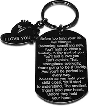 [Sophauteem] New Dad Keychain Daddy to Be Gifts Pregnancy Baby Announcement Gifts for Him Father Mother Soon to Be Daddy Gift for Men First Time Dads Moms Present from New Mommy Birthday Christmas Father’s Day