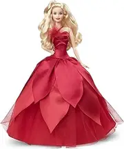 Doll, Barbie Signature 2022 Holiday Collectible, Blonde Wavy Hair, Doll Stand, Displayable Packaging, Collector Gift