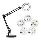 AU Flexible Clamp-on Table Lamp With 5x Magnifier Swing Arm Dimmable LEDs Desk