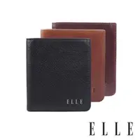 在飛比找森森購物網優惠-【ELLE HOMME】輕薄皮夾2面側翻1窗格荔枝紋壓紋牛皮