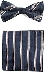 [Generic] Men's Bow Tie Adjustable Pre-tied & Pocket Square Set
