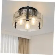 Flush Mount Ceiling Light Modern Round Ceiling Lamp with Clear Hammered Black