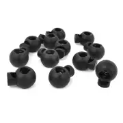 Black 8mm Single Hole Round Head Spring Cord Locks Toggles 10 Pcs