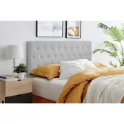 Lilly Fabric Elegant Button Bed Head Head King Size - Light Grey - King