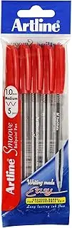 Artline, SM1821072, Smoove Ballpoint Pen, 1mm, Red, 5 Pack